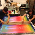 Bushwick Print Lab pulling a huge screen